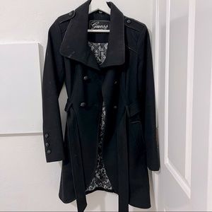 Guess Black Long Coat w/ Print Inside Women's XS